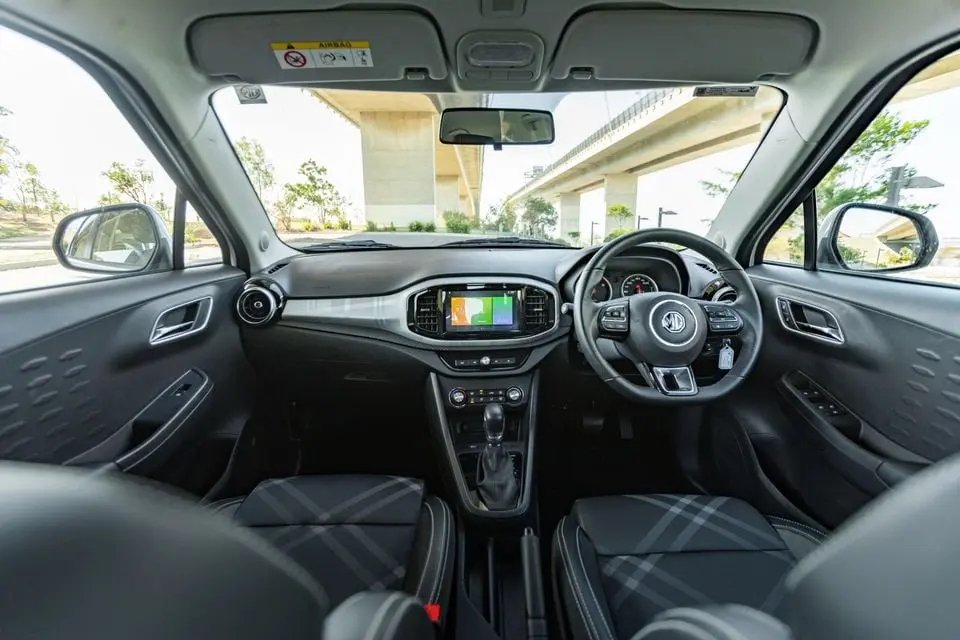 MG3 interior — dashboard, infotainment, and steering wheel